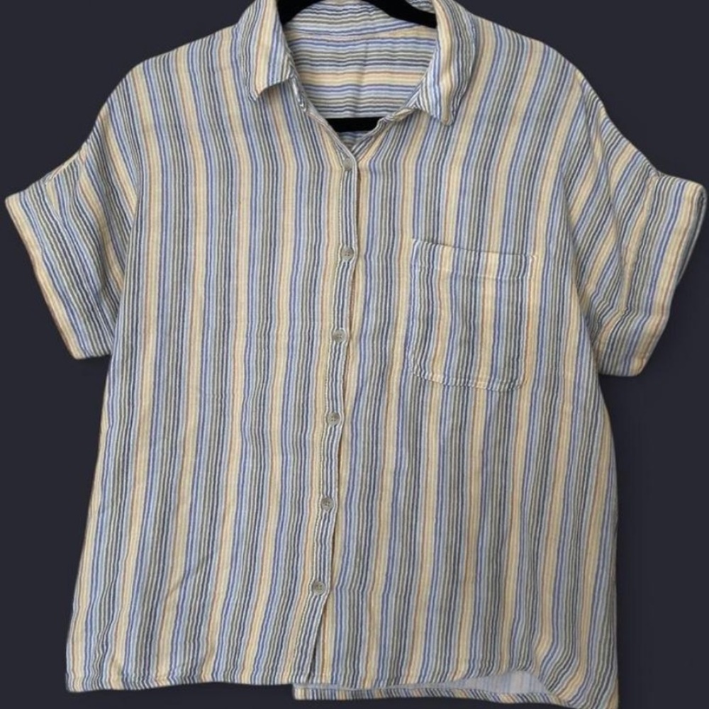 Striped cotton button-up
